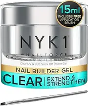 Nail Force BIAB Nail Builder Gel For Nails (15ml) UV LED Clear Polygel Nail Poly Gel Builder For Nails Hard Gel Nail Builder In A Bottle - Fix Split Broken Nails Extend Sculpture Gel Nail Strengthener