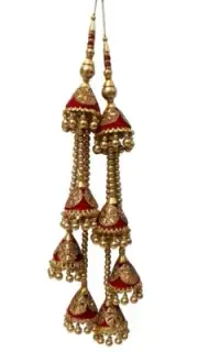 Indian Long Lehenga Red Beaded Fancy Tassels Boho Hippie Jewelery Making Ethnic