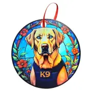 Yellow Labrador K9 Design Holographic Dog Ornament #2
