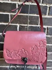 NWT Patricia Nash Cecina Flap Old Rose Pink Leather Hand Cut Tooled Crossbody