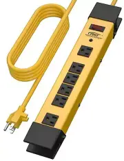 6-Outlet Metal Heavy Duty Power StripSurge Protector Power Strip with 15FT Lo...
