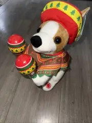 Animated Mariachi Puppy Dog Singing Macarena Dancing Plush Maracas Poncho NEW
