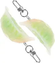 [OATIPHO] 2pcs Novelty Cute Dumpling Keychain Funny Realistic Food Keychain Mini Charm Keyring Hanging Ornament for Purses Bags Keys