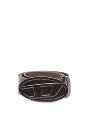 [Diesel] Diesel - 4cm leather belt with glossy Oval D buckle - Belts - Woman - Brown 70 Brown