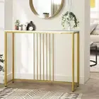 Hallway Table Console Table with Marble Tabletop and Steel Frame 95Cm