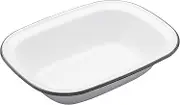KitchenCraft Living Nostalgia Oblong Enamel Pie Dish, 22 x 16 cm (8.5" x 6.5") - White/Grey