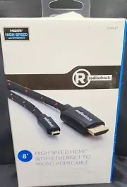 Radio Shack 8' High Speed HDMI Cable With Ethernet 24 K Gold Plated Connectors