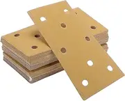 X AUTOHAUX Sandpaper Hook & Loop Sanding Sheets 7.09Inch x 3.74Inch Yellow 50 Pcs P120 Rectangular Flocking 8 Hole Efficient Grinding and Polishing