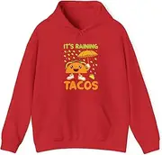 [Sumairah] Funny It's Raining Tacos Taco Lovers Girls Boys Foodie Hoodie(Red, Small)