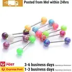 10PCS Tongue Piercing Surgical Steel Bar Candy Colour Ball Body Jewellery