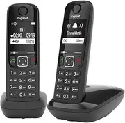 Gigaset AS690 Duo - 2 Cordless DECT Phones - High-Contrast Display - Brilliant Audio Quality - Adjustable Sound Profiles - Hands-Free Function - Call Protection, Black [German Version]