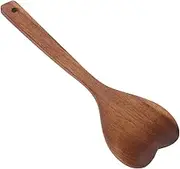 DINHEAROM Wooden Heart Mixing Spoon Long Handle Salad Serving Utensil for Easy Stirring Kitchen Tool and Reusable Cooking Spoon for Daily Use