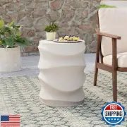 COSIEST Outdoor Side Table, 18''H Concrete Side Table for Patio, Streamlined