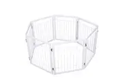 2pc Freestanding Pet Gate Dog Puppy 3/4 Panel Metal Folding Fence White