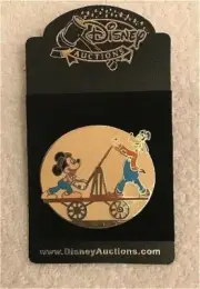 LE OLD Disney Auctions PINS Mickey Mouse & Goofy Vintage Railroad Handcart Pin
