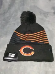NEW ERA NFL CHICAGO BEARS C POM BEANIE ZIG ZAG KNIT HAT BLACK 21452126 MENS NEW