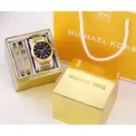 全新MK手錶MICHAEL KORS 女士腕錶時尚大錶盤復古鋼帶石英手錶MK6065 三件套