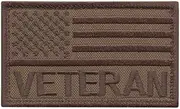 [LEGEEON] Tan USA American Flag Veteran Vet Coyote 2x3.25 Morale Tactical Hook-and-Loop Patch