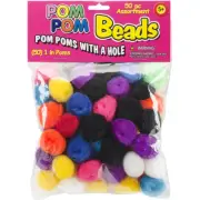 Pepperell Pom-Pom Beads 1" 50/Pkg-Assorted - 6 Pack
