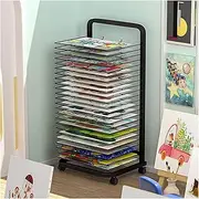 Drying Rack,Metal Art Drying Easel,Movable Folding Drying Easel,Paper Work Drying and Display Storage Rack,for Creative Studios,Classrooms(25 Layers)