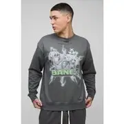 Mens Charcoal Regular Fit Bane License Print Sweatshirt