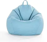 DSAoTeng Bean Bag Cover Without Filling, Linen Solid Colours Gaming Bean Bag Chair for Adult Kids, Premium Highback Beanbag Seat Stuffed Animal Toy Storage Lazy Sofa (Light Blue,Large)