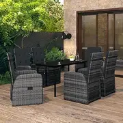 Generic 7 Piece Garden Dining Set with Cushions Grey,3099497