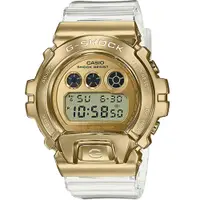 在飛比找PChome24h購物優惠-【CASIO 卡西歐】G-SHOCK 金屬錶圈 透明手錶-金