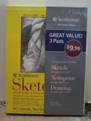 STRATHMORE 300 Series--Sketch (50 sheets); Newsprint (80 sheets); Drawing (30)
