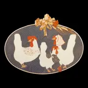 Chickens Applique Quilt Pattern - 17x27 Wall Hanging vtg 1980s Hen Rooster Farm