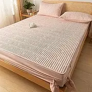 Elastic Bed Sheets Super Soft Fitted Bottom Sheet Set with 15'' Deep Pocket Breathable Mattress Protector Bedroom Fuzzy Bedding Warm Elastic Bedspread-Pink||180x200cm/(70.8"x78.7")