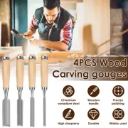 4Pcs Wood Carving Gouges Half-Round Chisel Alloy Steel Woodworking Chisel LiEBW