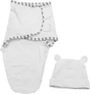 SECFOU 2Pcs Newborn Swaddle and Hat Sack for Boy Girl Shower Chic Design for Photo Prop Breathable