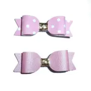 Fanciful small pink pearlescent glitter bows dog barrette or bands pet hair
