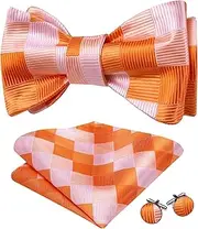 [Barry.Wang] Men Bowtie Set Paisley Self Bow Tie with Pocket Square Cufflinks Flower Silk Wedding Party Prom