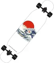 4-Wheel Skateboard, 8-Layer Maple Double Tilt Skateboard 42inch, Suitable for Beginners, Children, Teenagers and Adults to Surf On The Street(Color:Red Sun)