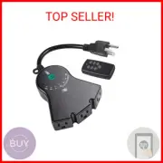 BN-LINK Dusk to Dawn Light Sensor Timer, 100 FT Range Remote Control with 3 Grou