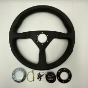 MOMO Montecarlo Leather steering wheel Black stitch 350mm with HDT Black Red ...