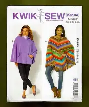 Pullover Ponchos Sewing Pattern-Lace Up & Hooded Style (XS-XL) Kwik Sew 4193