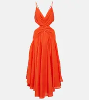 [Zimmermann] Zimmermann Raie cutout linen midi dress AU 14 orange