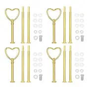 4 Set 3-Tier Cupcake Stand Hardware Fittings for Cake Stand, Heart Gold