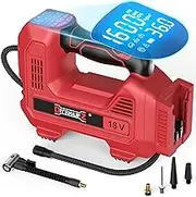 Cordless Tire Inflator Air Compressor for Milwaukee 18V Battery, 160PSI Portable LED Light Handheld Air Pump with Digital Pressure Gauge for Cars Motorcycles Bikes Balls(Battery Not Included)