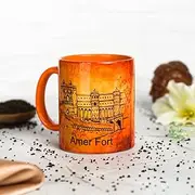 Urban PRINT Orange Amer Fort Ceramic Coffee Mug, Restaurant Coffee Mug with Handle, Large Cup for Coffee, Tea, Cocoa 350 ML