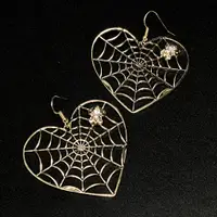 在飛比找蝦皮購物優惠-愛心蜘蛛網造型大耳環
