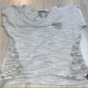 Affliction fast and furious grey black short sleeve shirt top