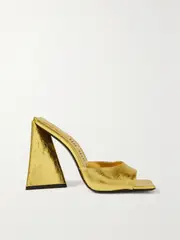 [The Attico] The Attico - Devon Metallic Crinkled-leather Mules - Gold - IT36 IT 36 Gold