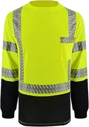 [LOVPOSNTY] Hi Vis ANSI Class 3 Safety T Shirts Long Sleeve High Visibility Construction Workwear for Women and Men
