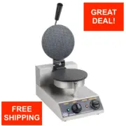 8" Waffle Cone Maker 120V Electric Non Stick Round Cool Touch 40 Cones Per Hour