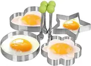 Kitchen Stainless Steel Fried Egg Mold Heart Pancake Mould Mold Ring Cooking Fried Egg Shaper,Set of 4