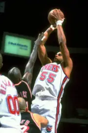 New Jersey Nets Jayson Williams shooting vs Miami Heat at Brendan - Old Photo